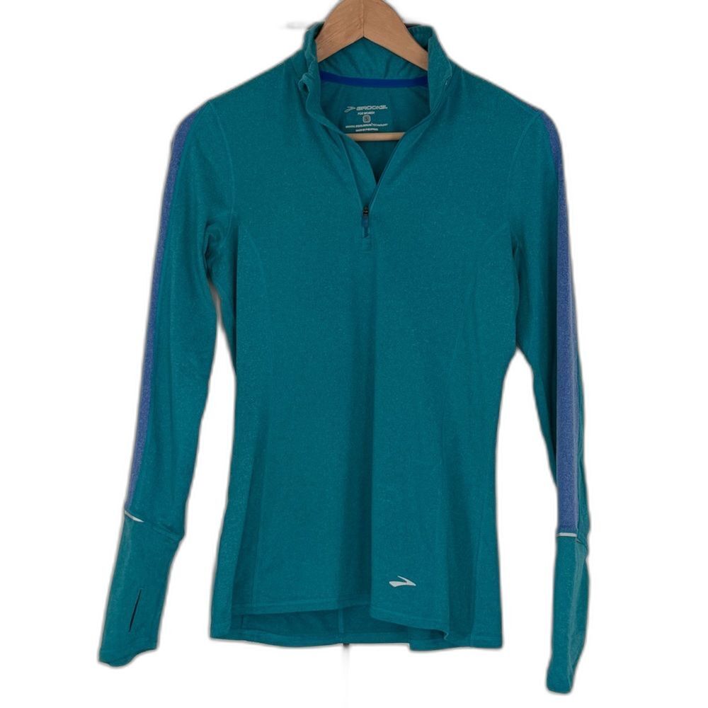 Brooks Women’s Equilibrium 1/2 Zip Running Pullover Teal Blue Size S